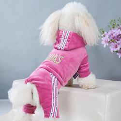 spring autumn warm velvet dog jumpsuit: small pet clothing for comfort & style