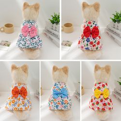 sweet summer dog princess dress with bowknot button - cute pet skirt for wedding party - chihuahua clothes