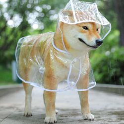 transparent pet dog raincoat hooded waterproof jacket for small dogs