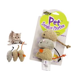 interactive plush mouse cat toy set - 3 pieces, bite-resistant & scratch-proof for kittens and cats