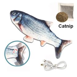 soft plush usb charger fish cat toy: 3d simulation dancing wiggle interaction - ideal for cat's chewing & play