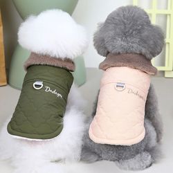 warm winter pet clothes: fur collar jackets for small dogs