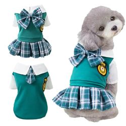 preppy dog clothes: couples dress, t-shirt & skirt for puppies