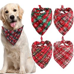 christmas red plaid dog bandana | large pet scarf for dogs