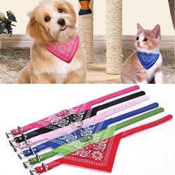 paisley pet bandana collar: adjustable pu leather for dogs & cats