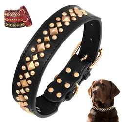 spiked studded leather dog collars: adjustable for pitbulls, bulldogs