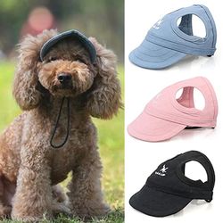 adjustable puppy baseball hat: pet dog cap with ear holes - outdoor sport sunhat for dogs