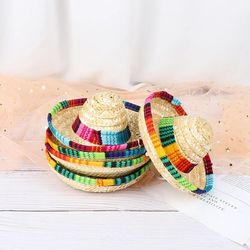 mini pet dogs & cats sun hat: beach party straw hats - hawaii style