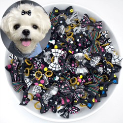 cute yorkie pet bows: small dog grooming accessories