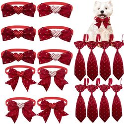 valentine's day red dog bow tie: 10pcs love style pet supplies