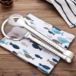 stainless steel kitchen accessories: sieve, spoon, strainer clip