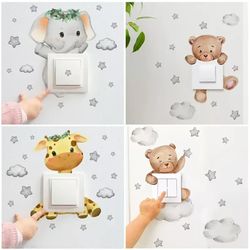 cute animal switch sticker: kid's bedroom decoration