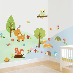 cartoon forest animals wall sticker for kids' rooms: nursery decor