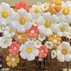 colorful daisy flower foil balloons: perfect party decor for wedding, birthday & baby shower