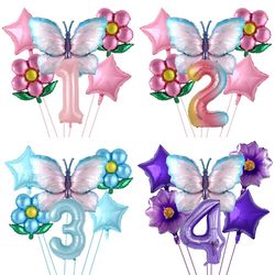 40-inch butterfly number balloons set for pink blue sunflower baby shower decor, helium ballon birthday party wedding gl