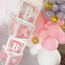 birthday party decor: baby shower balloon box for boy/girl, 1st year, gender reveal, kids' docor