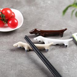 cute ceramic dachshund dog chopsticks holder: adorable tableware rack stand