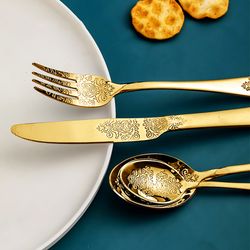 premium stainless steel gold cutlery set: ideal for home, kitchen, and restaurant dining