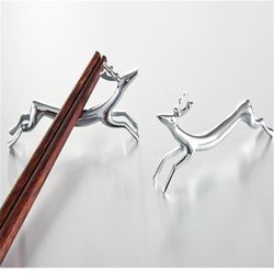 metal puppy deer chopstick holder: elegant tableware rest for dining table decoration in hotels