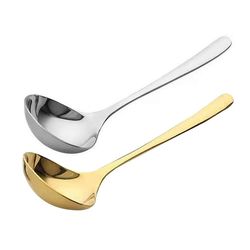 premium stainless steel long handle spoon for hot pot, soup, ramen - kitchen tableware essential