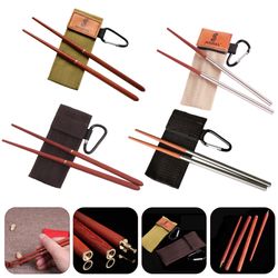 portable mahogany folding chopsticks for outdoor camping and picnic - telescopic tableware set