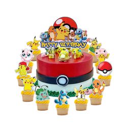 pikachu cake toppers: pokemon birthday decoration for kids' parties and baby showers