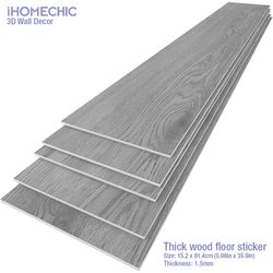 waterproof 3d wood grain floor sticker: self-adhesive modern wall decor for living room, kitchen, and toilet