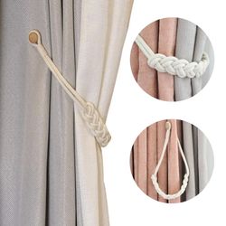 handmade magnetic curtain tieback with cotton rope strap