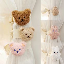 plush bear rabbit curtain tieback for kids room decor