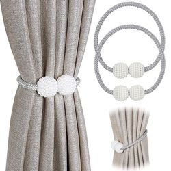 magnetic curtain tiebacks with pearl ball - european style decoration for big drapes