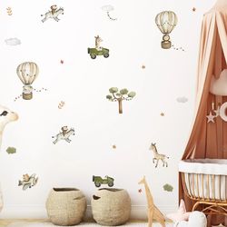 animal balloon wall stickers: nursery decor for kids & baby boys