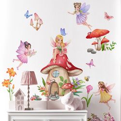 fairy mushroom wall stickers: girls room decor & nursery wallpaper