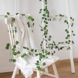 210cm artificial hanging christmas garland | silk vine leaves green decor for home, wedding & garden