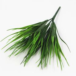 artificial plastic 7-branch grass plant: green grass imitation for home & garden decoration