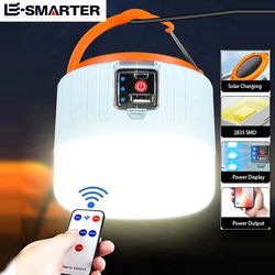 portable outdoor solar led lamp: rechargeable bulbs for camping, fishing - emergency light with hook, portable lantern