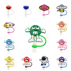 cartoon silicone straw tip: splash-proof pvc topper for 7mm-8mm straws