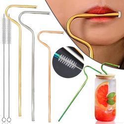 reusable flute style stainless steel straws: no wrinkle, lipstick protection