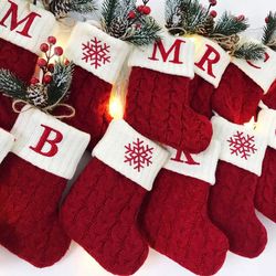 christmas alphabet knitting socks tree ornaments decor home 2023 navidad noel 2024 xmas gift