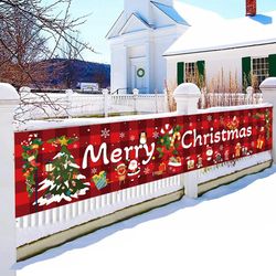 Christmas Outdoor Banner Flag Decoration 2023 Xmas Ornament Navidad Natal Noel Gift Happy New Year 2024