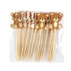 Cute Bear Food Picks: Cake Dessert Toothpicks Fruit Forks - Wedding Birthday Baby Shower Christmas Decor Supplies (20pcs