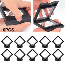 10pcs 3d floating picture frame shadow box - jewelry display stand for rings, pendants - stone presentation case