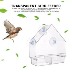 transparent suction cup bird feeder: weatherproof hanging birdhouse for outdoor garden