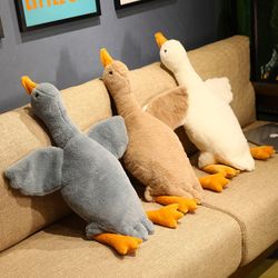 big goose plush toy: fluffy duck stuffed doll - cute animal swan plush toys for kids & girls | sofa pillow home decor &