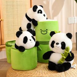 kawaii bamboo tube panda set: cute plush toy bear doll - perfect children's birthday gift