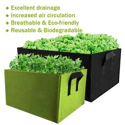 felt grow bag: reusable rectangle planting pot for vegetables