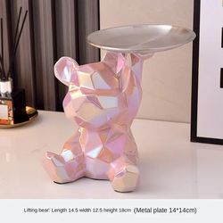 geometric bear statue: tray storage, ceramic piggy bank, key & cosmetic box