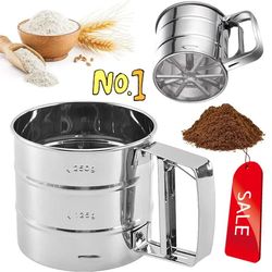 stainless steel flour sieve cup for baking and kitchen gadget