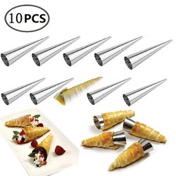 conical tube cone roll moulds: spiral croissants, cream horns, pastry mold, cookie dessert