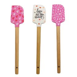 heart pattern cake cream silicone spatula with wooden handle for baking