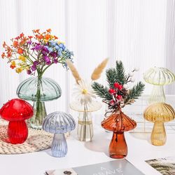 glass vase mushroom shape: transparent hydroponic aromatherapy bottle for flower table decoration - creative home access